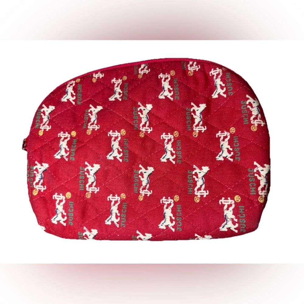 Juschi Vintage Women's Red Cosmetic Bag Travel Makeup Bag EUC